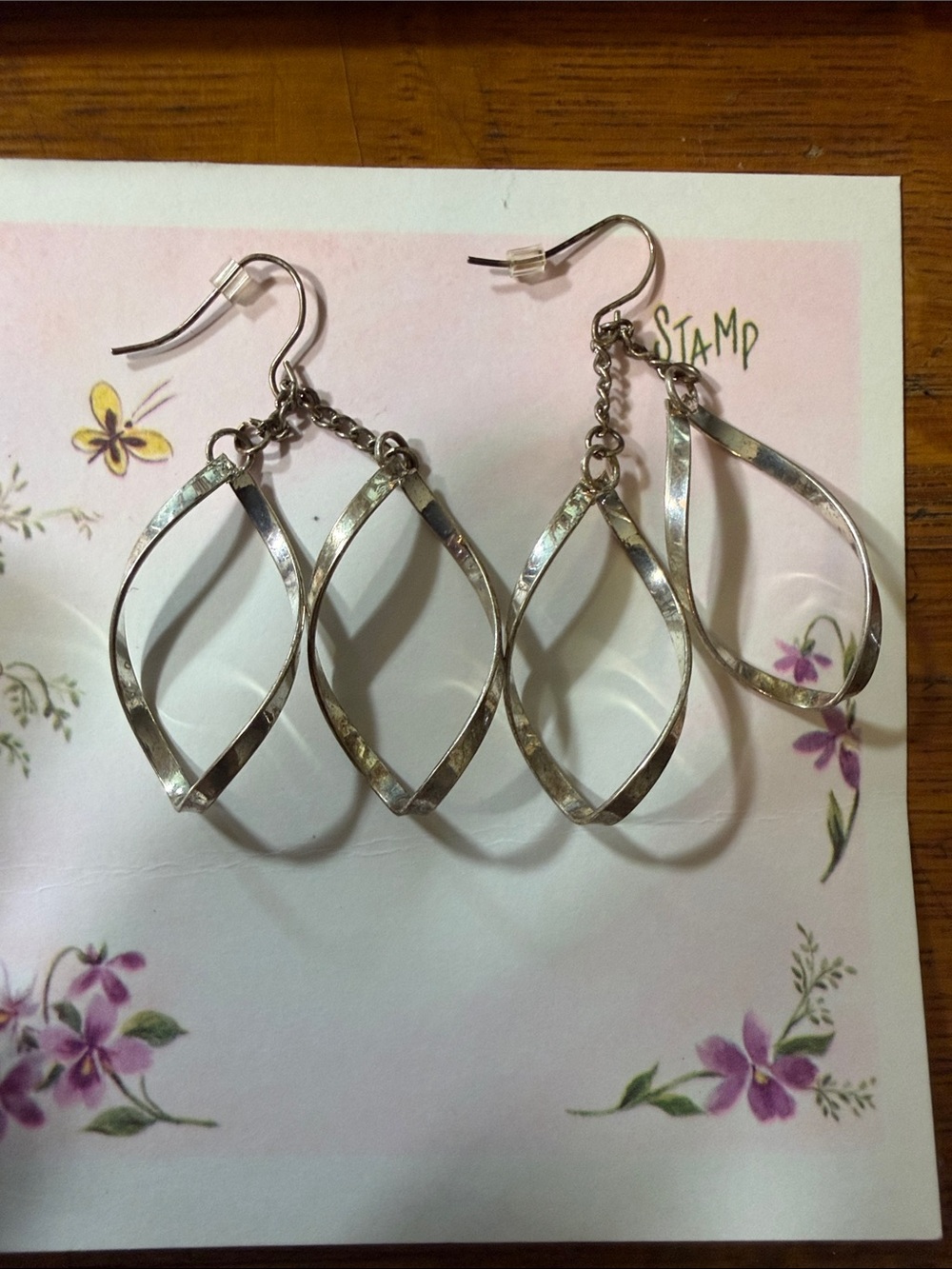 Silver-Tone Hammered Twist Drop Earrings - Women Jewelry